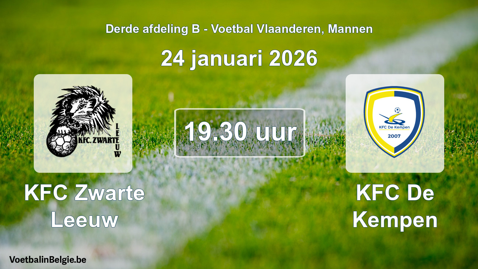 Scheduled match men football: KFC Zwarte Leeuw - KFC De Kempen (24 January 2026)