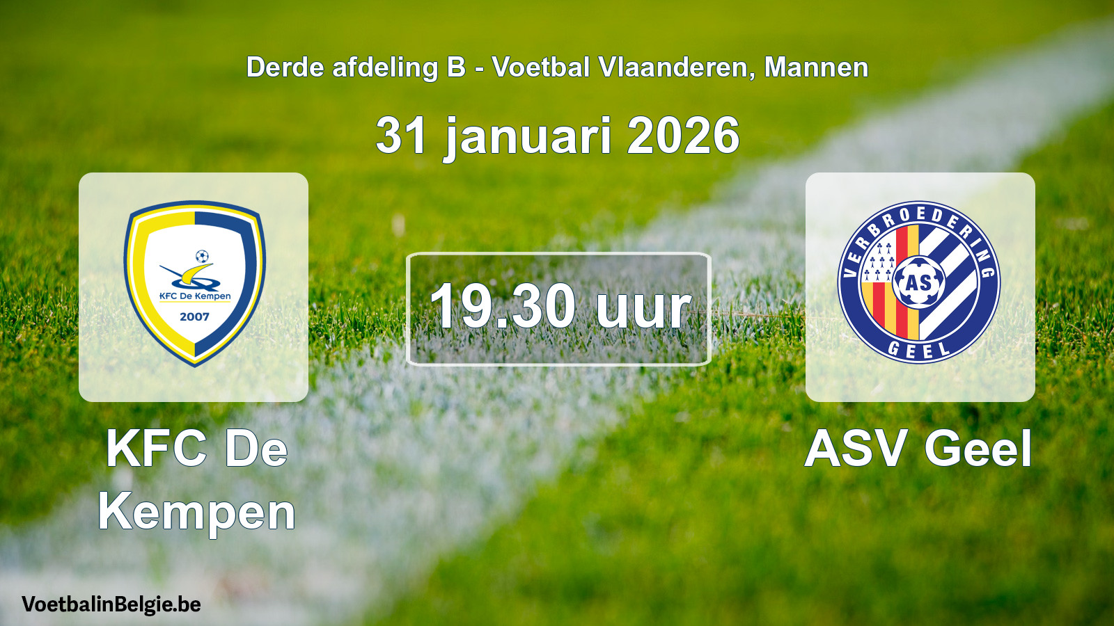 Scheduled match men football: KFC De Kempen - ASV Geel (31 January 2026)