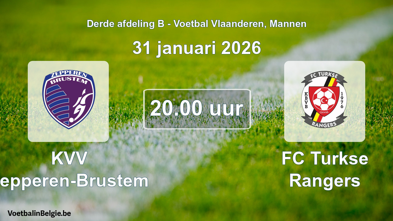 Geplande wedstrijd mannenvoetbal: KVV Zepperen-Brustem - FC Turkse Rangers (31 januari 2026)