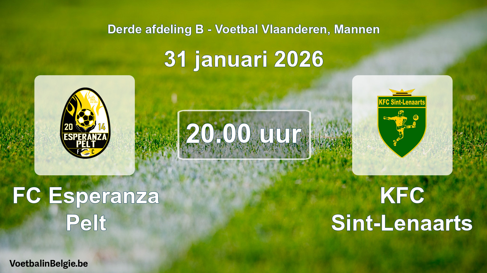 Scheduled match men football: FC Esperanza Pelt - KFC Sint-Lenaarts (31 January 2026)