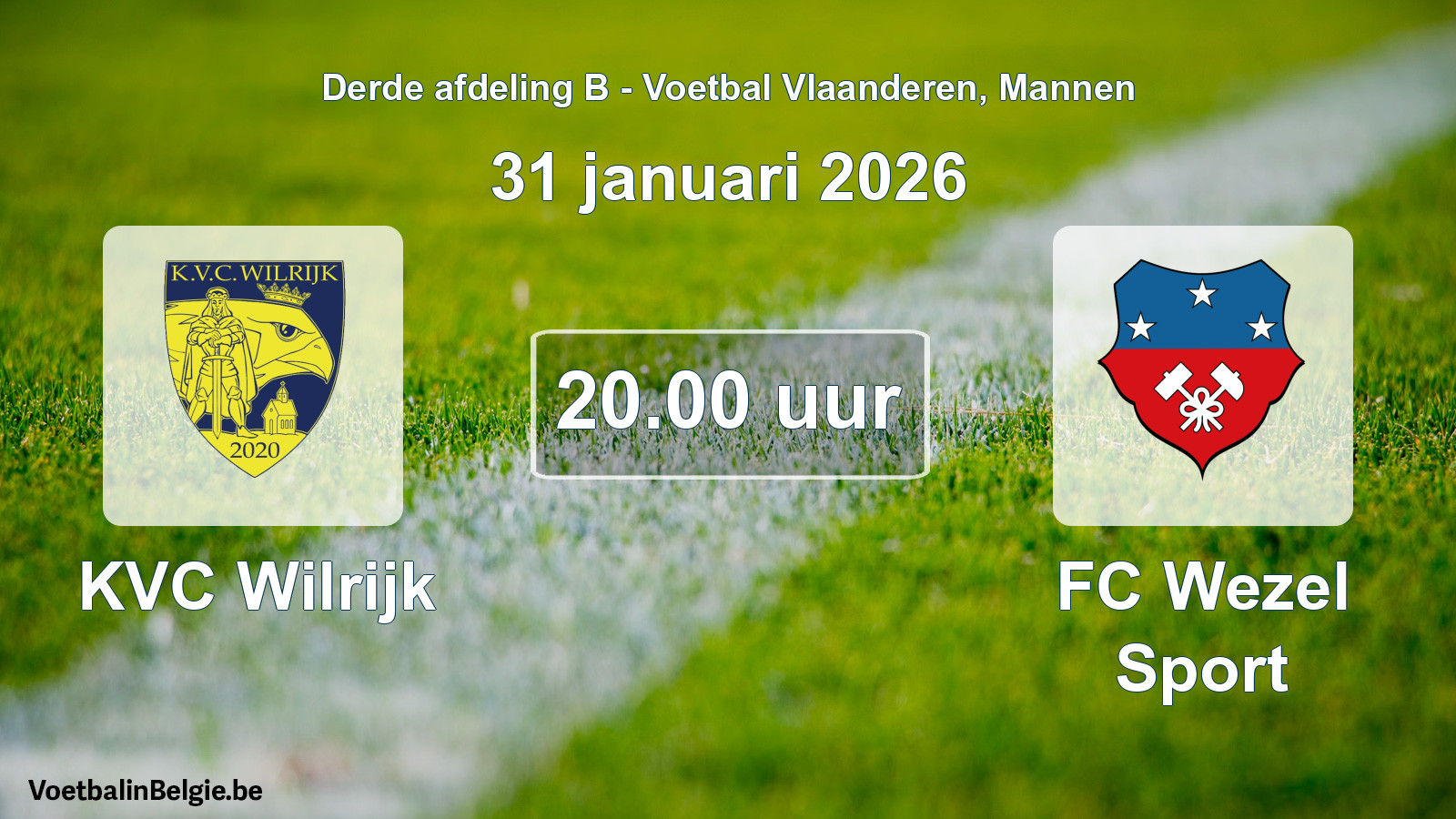 Scheduled match men football: KVC Wilrijk - FC Wezel Sport (31 January 2026)