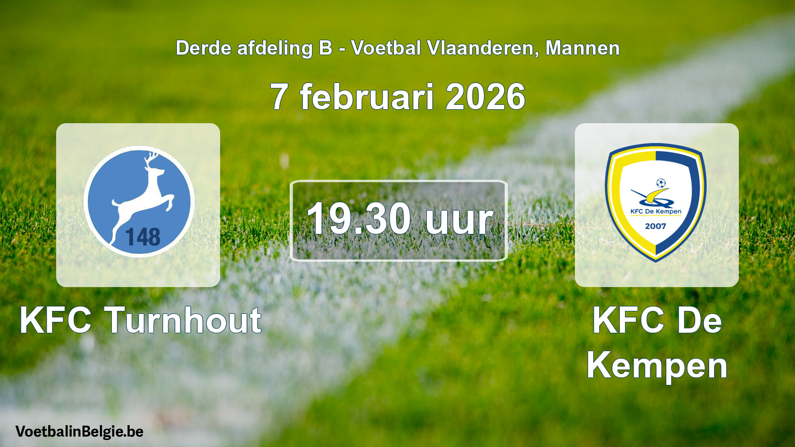 Scheduled match men football: KFC Turnhout - KFC De Kempen (7 February 2026)