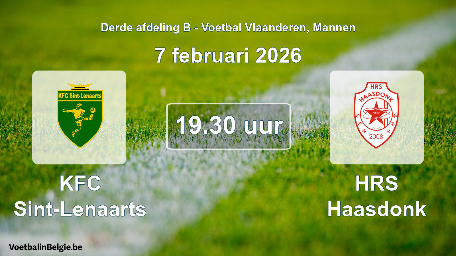 Scheduled match men football: KFC Sint-Lenaarts - HRS Haasdonk (7 February 2026)