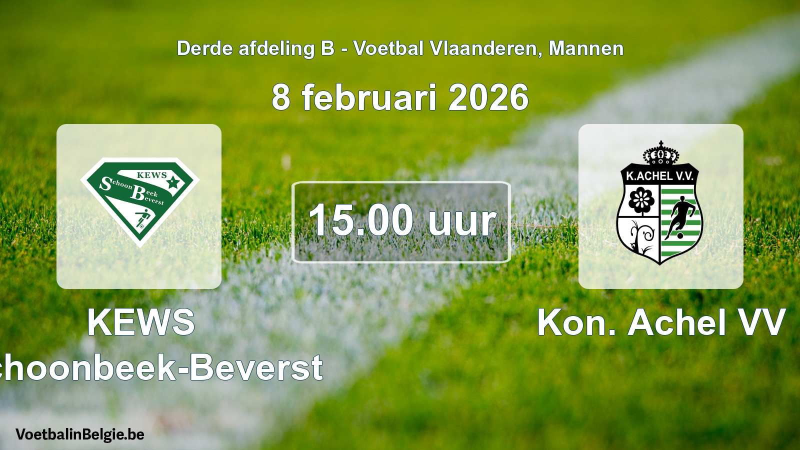Geplande wedstrijd mannenvoetbal: KEWS Schoonbeek-Beverst - Kon. Achel VV (8 februari 2026)