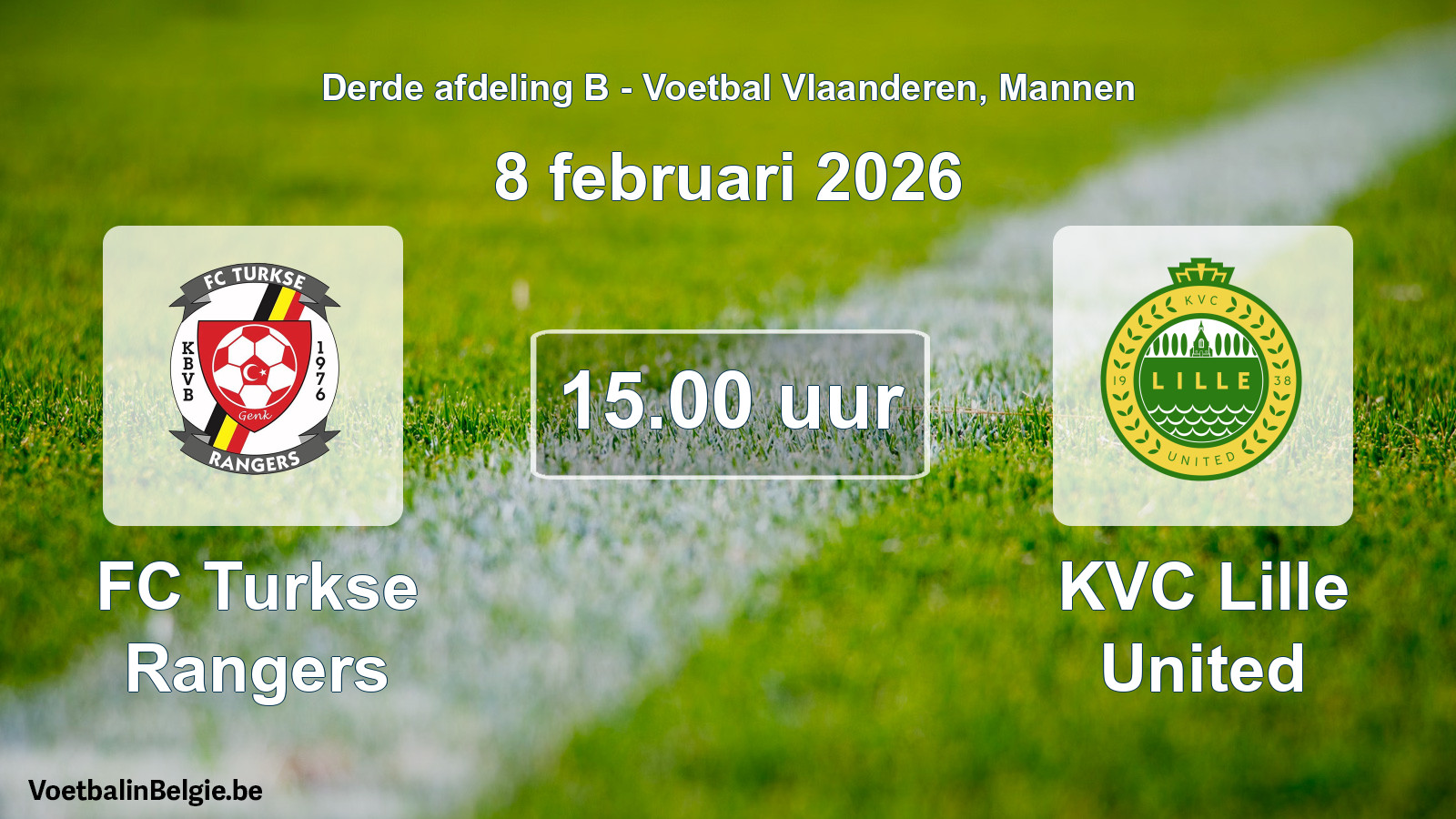 Geplande wedstrijd mannenvoetbal: FC Turkse Rangers - KVC Lille United (8 februari 2026)