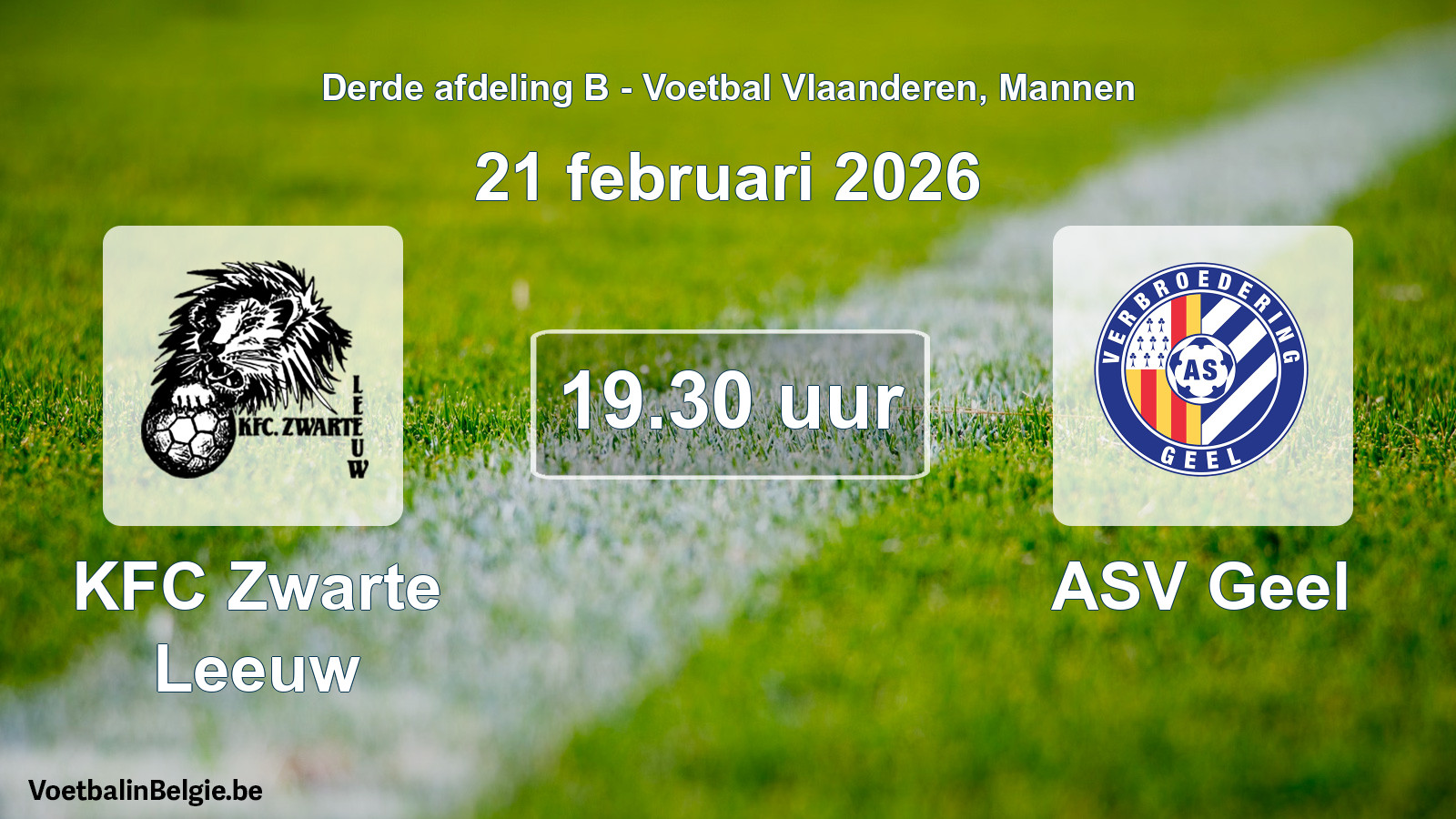 Scheduled match men football: KFC Zwarte Leeuw - ASV Geel (21 February 2026)