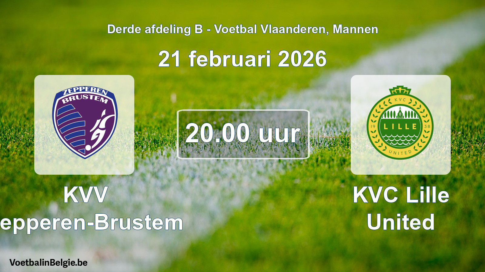 Geplantes Spiel männer-Fußball: KVV Zepperen-Brustem - KVC Lille United (21 Februar 2026)