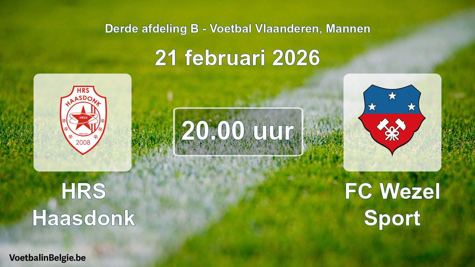Scheduled match men football: HRS Haasdonk - FC Wezel Sport (21 February 2026)