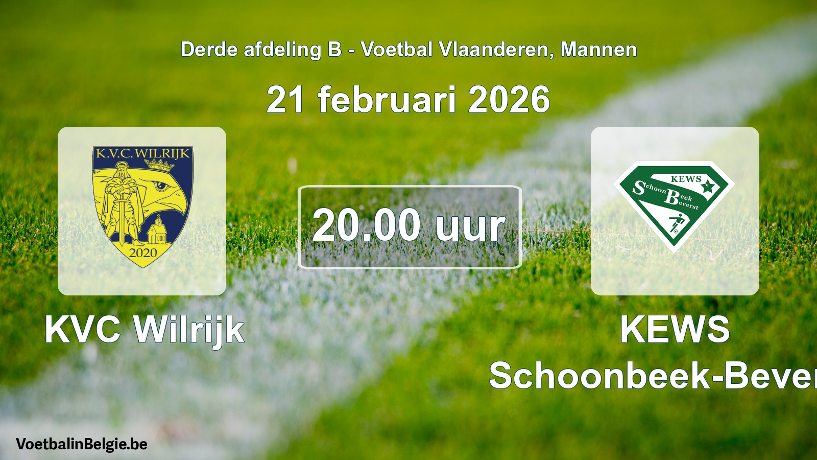 Scheduled match men football: KVC Wilrijk - KEWS Schoonbeek-Beverst (21 February 2026)