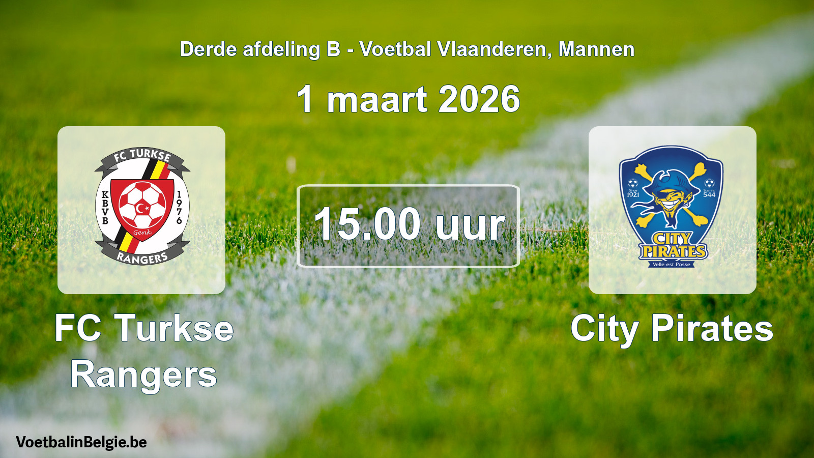 Geplande wedstrijd mannenvoetbal: FC Turkse Rangers - City Pirates (1 maart 2026)