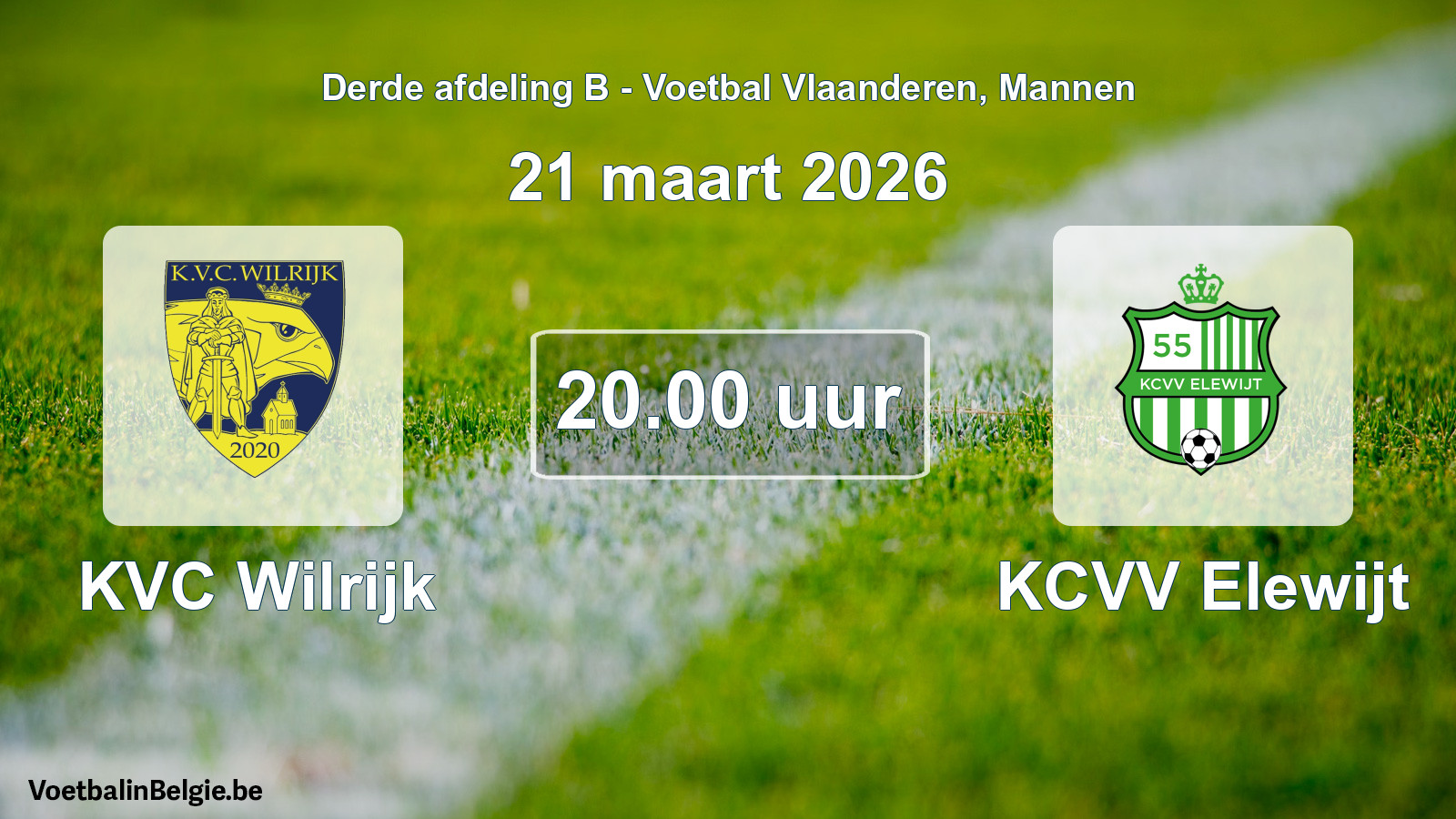 Scheduled match men football: KVC Wilrijk - KCVV Elewijt (21 March 2026)