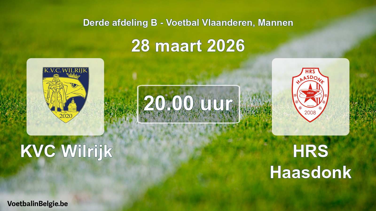 Scheduled match men football: KVC Wilrijk - HRS Haasdonk (28 March 2026)