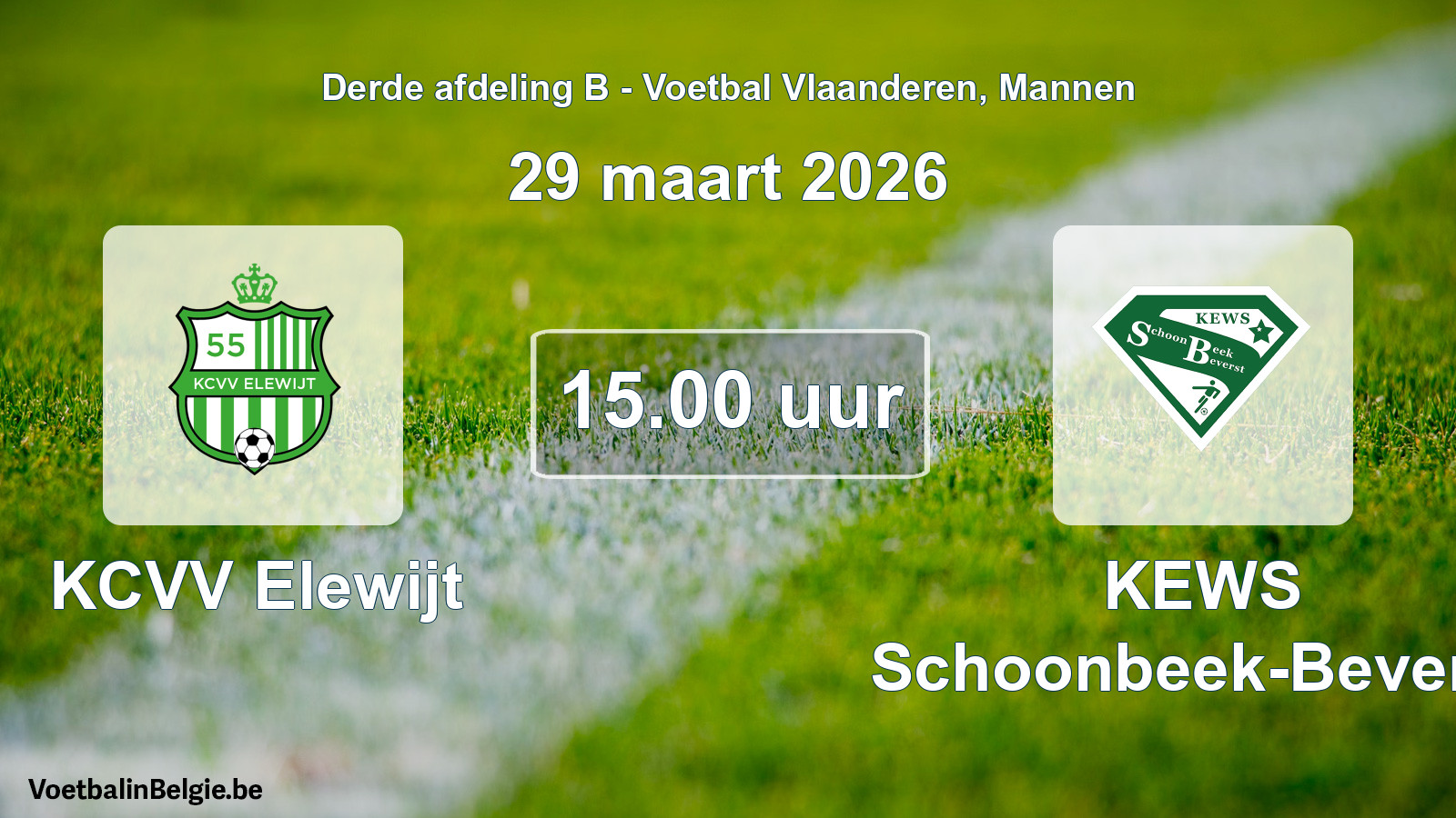 Scheduled match men football: KCVV Elewijt - KEWS Schoonbeek-Beverst (29 March 2026)