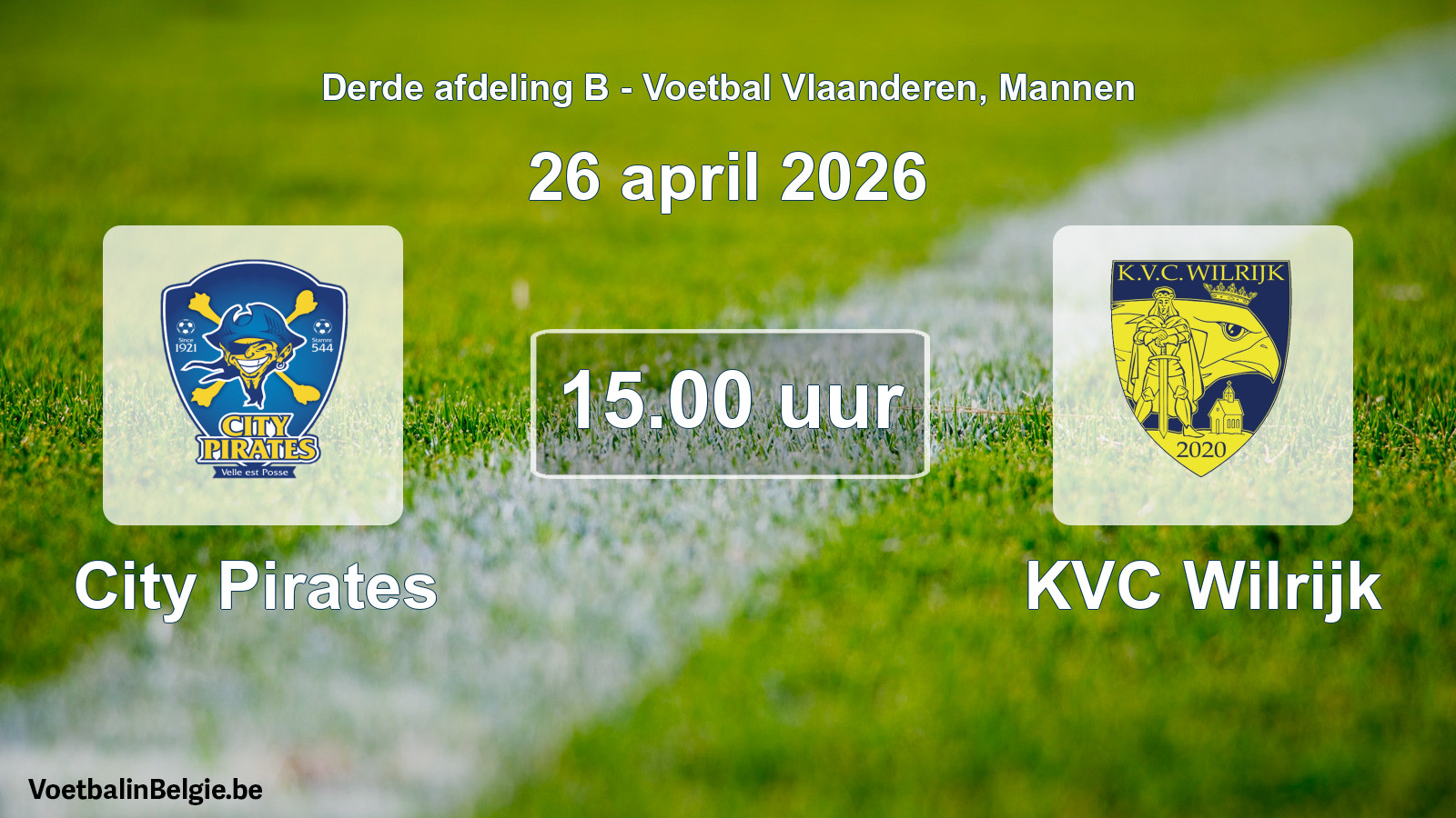 Scheduled match men football: City Pirates - KVC Wilrijk (26 April 2026)