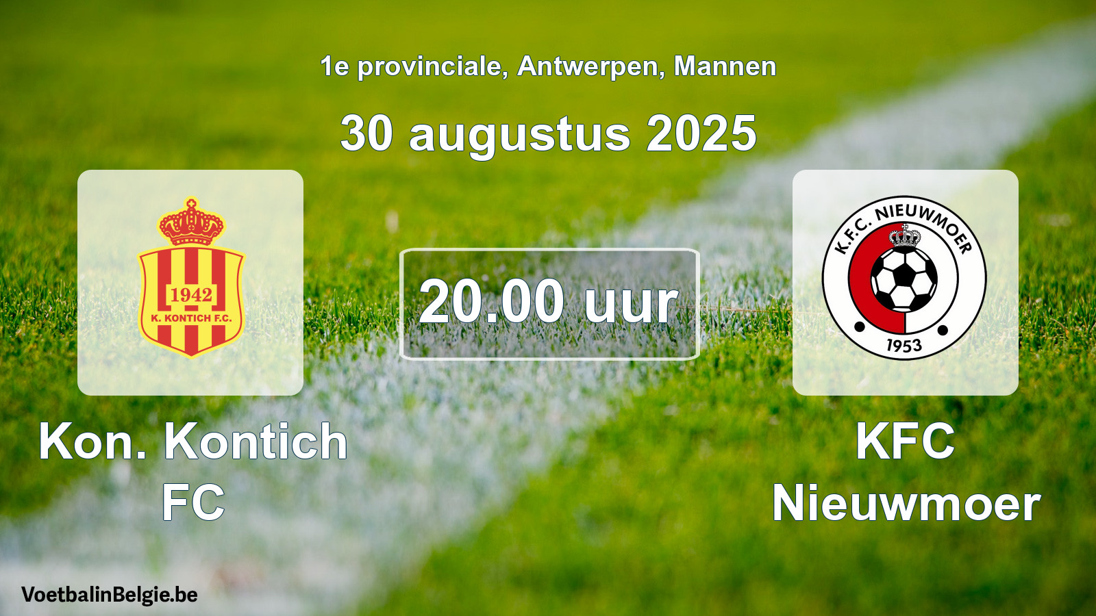 Scheduled match men football: Kon. Kontich FC - KFC Nieuwmoer (30 August 2025)