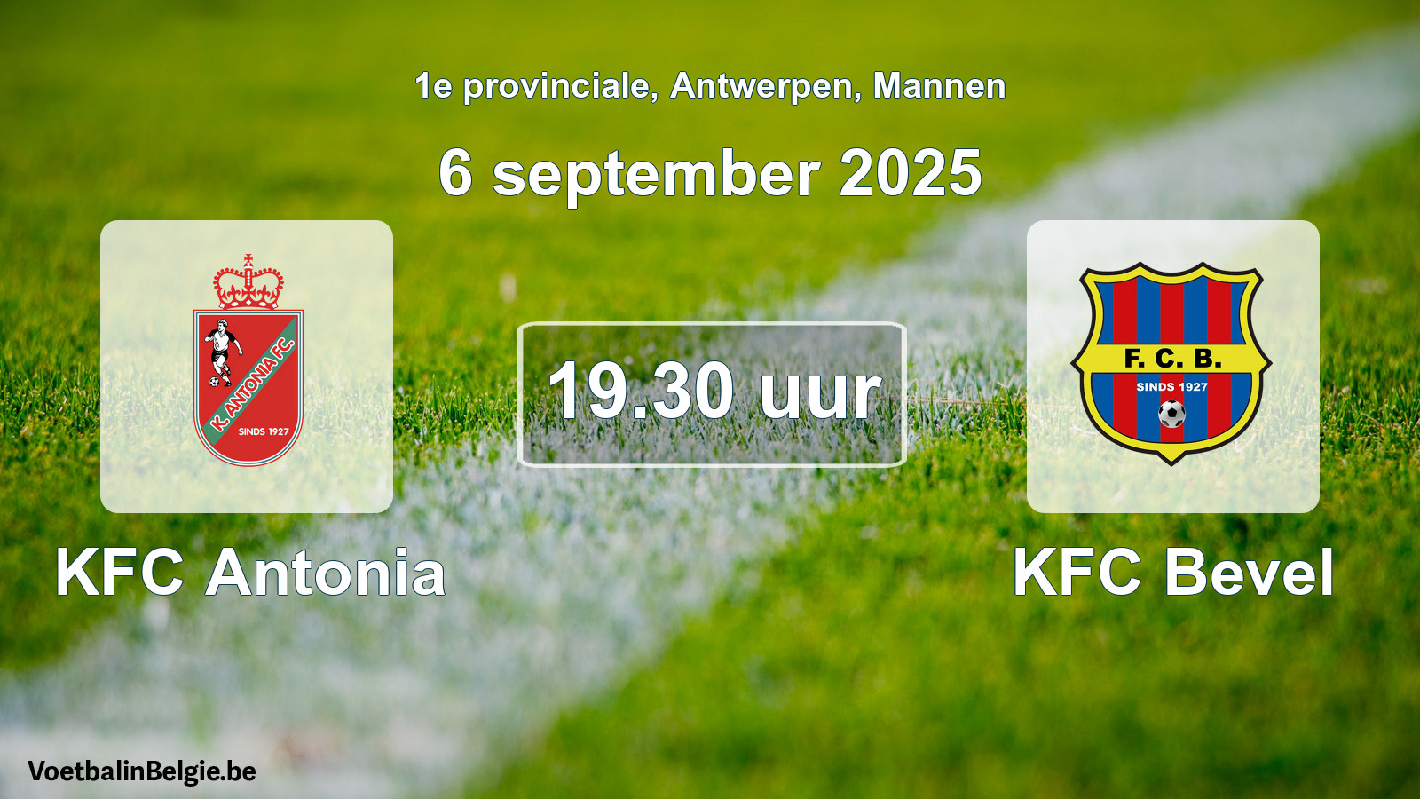 Scheduled match men football: KFC Antonia - KFC Bevel (6 September 2025)