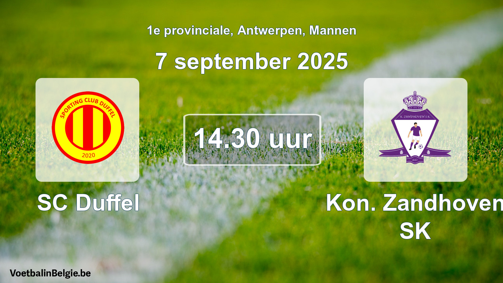 Scheduled match men football: SC Duffel - Kon. Zandhoven SK (7 September 2025)