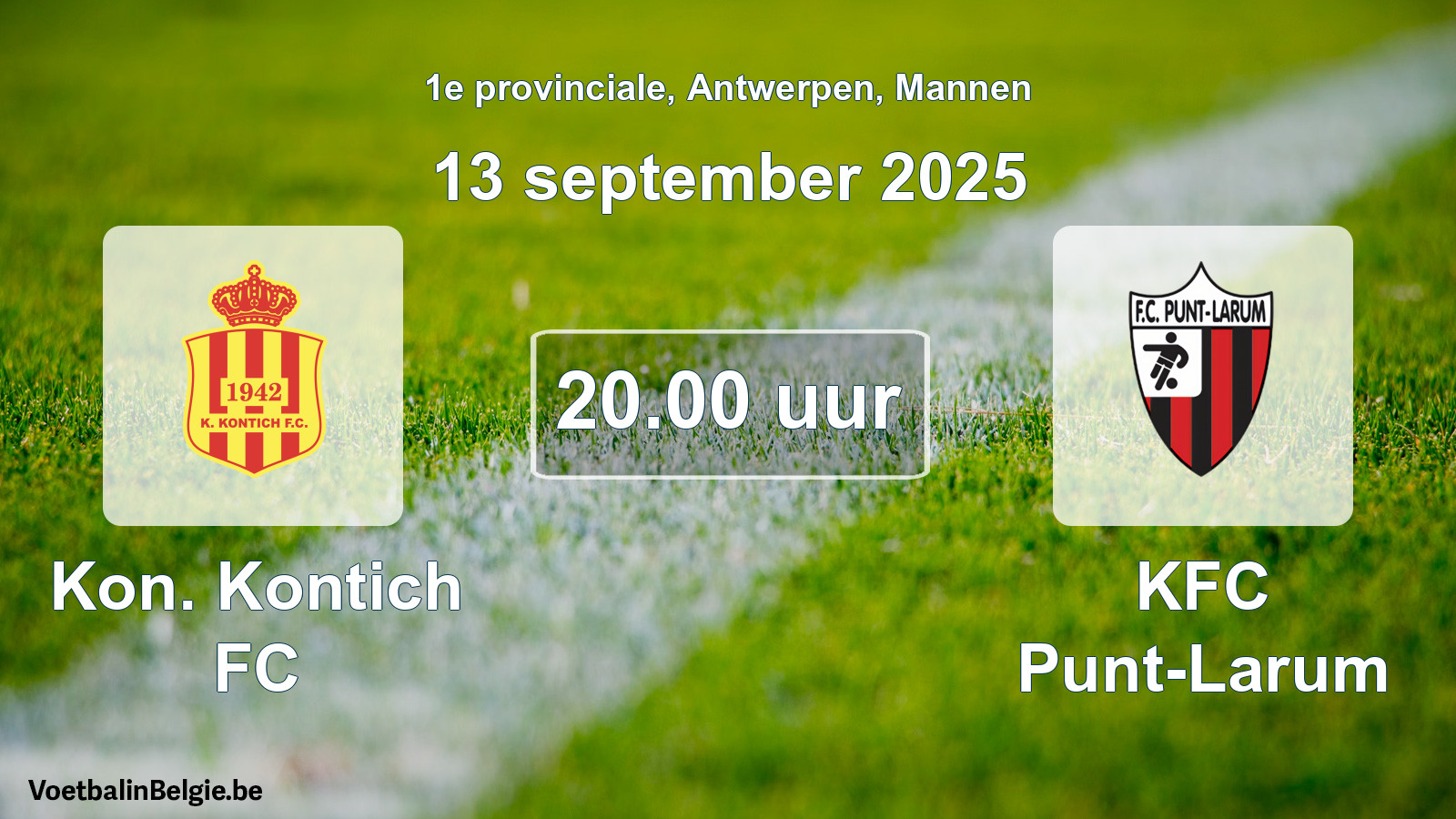 Scheduled match men football: Kon. Kontich FC - KFC Punt-Larum (13 September 2025)