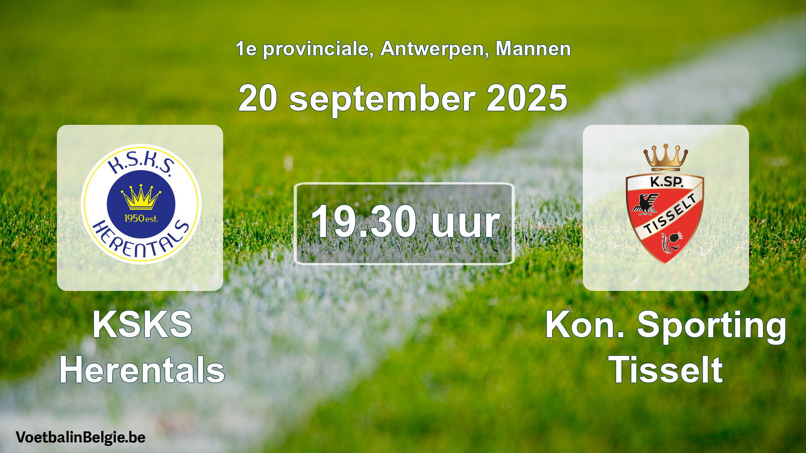 Scheduled match men football: KSKS Herentals - Kon. Sporting Tisselt (20 September 2025)