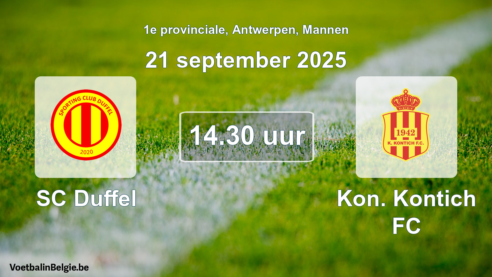 Scheduled match men football: SC Duffel - Kon. Kontich FC (21 September 2025)