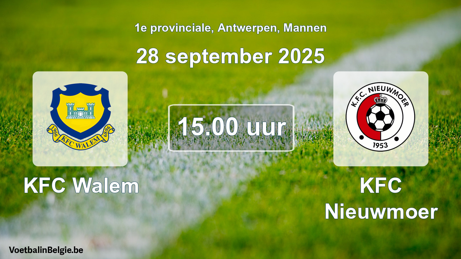 Scheduled match men football: KFC Walem - KFC Nieuwmoer (28 September 2025)