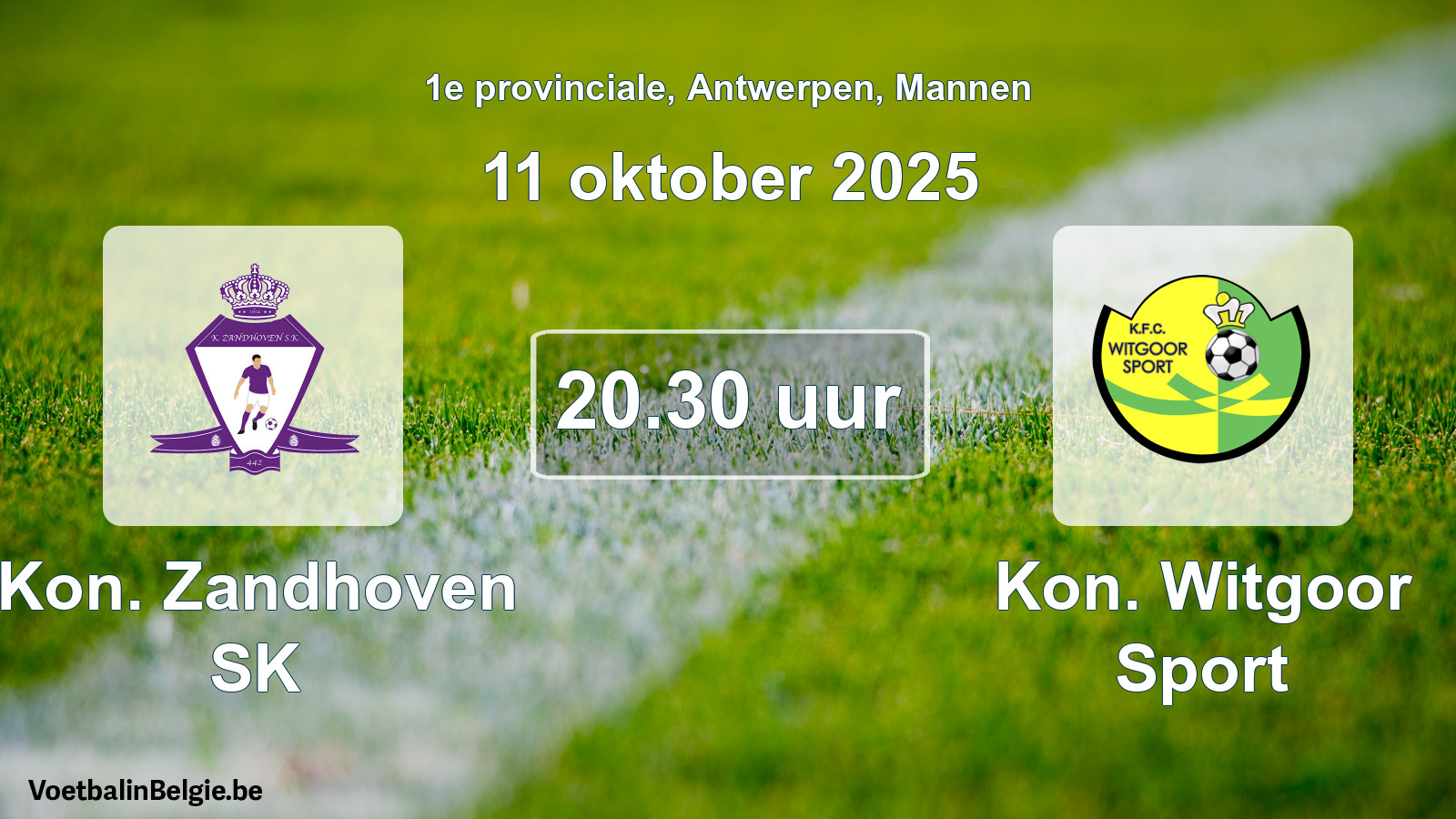 Geplande wedstrijd mannenvoetbal: Kon. Zandhoven SK - Kon. Witgoor Sport (11 oktober 2025)