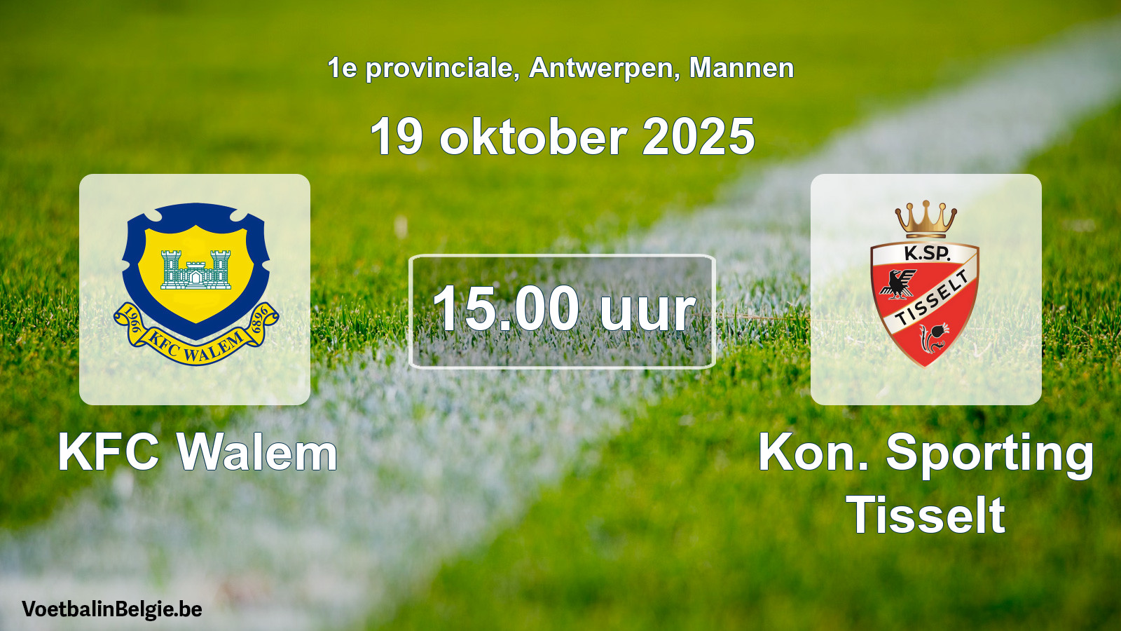 Scheduled match men football: KFC Walem - Kon. Sporting Tisselt (19 October 2025)