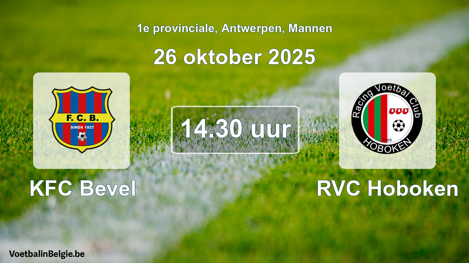 Scheduled match men football: KFC Bevel - RVC Hoboken (26 October 2025)
