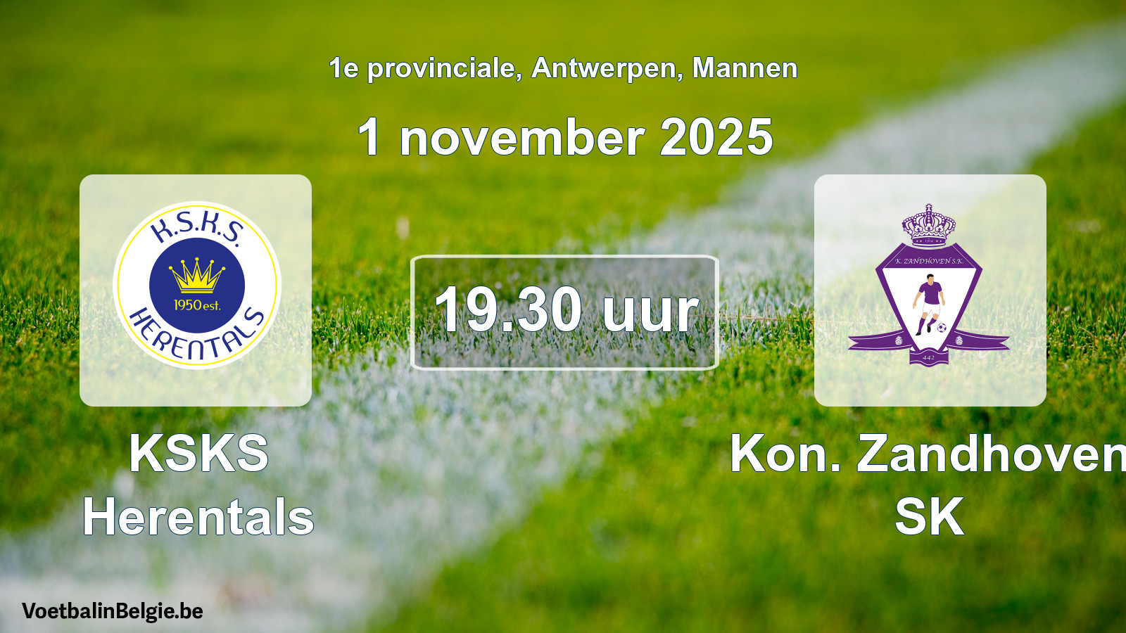 Scheduled match men football: KSKS Herentals - Kon. Zandhoven SK (1 November 2025)