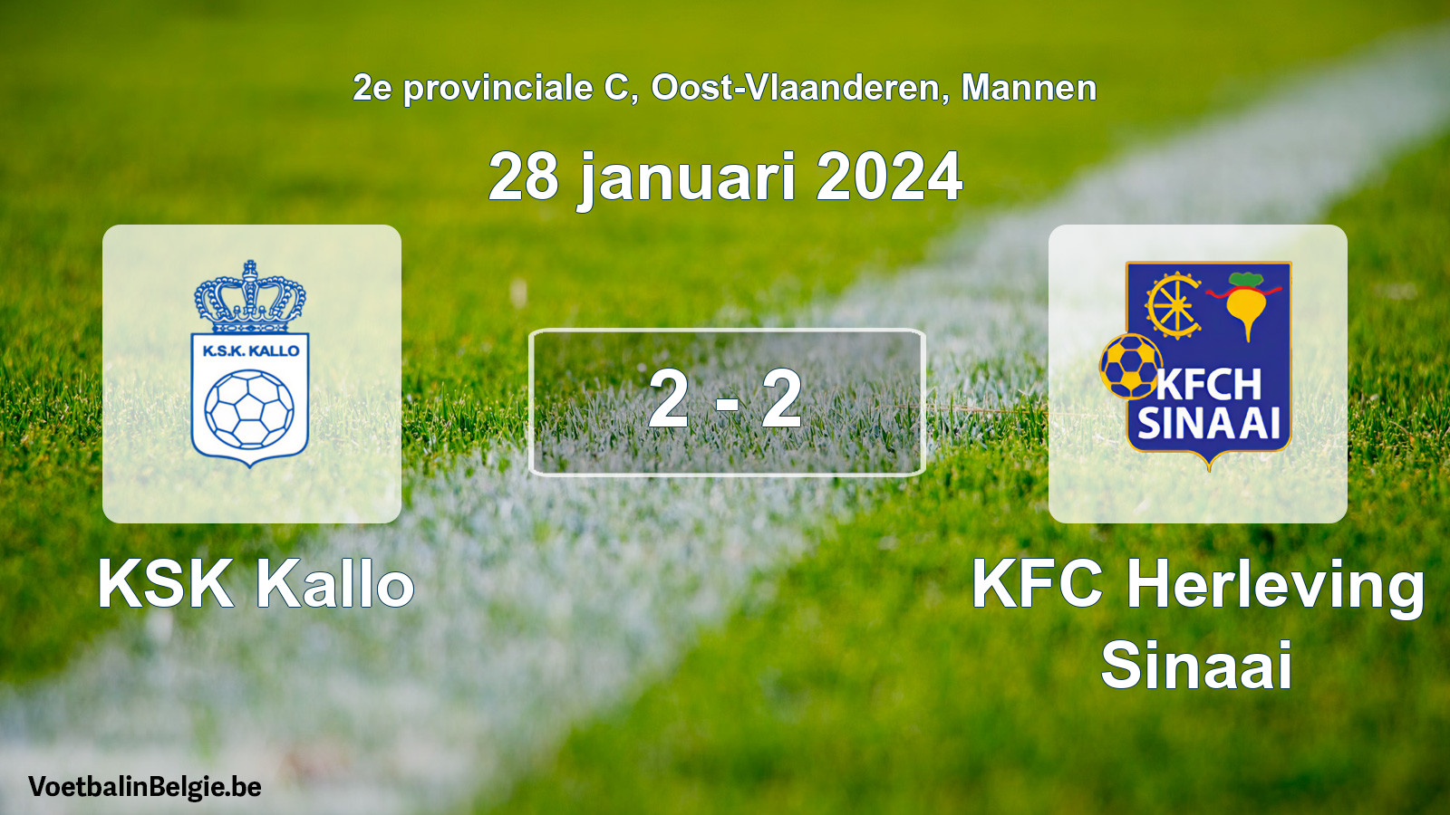 Played match men football: KSK Kallo - KFC Herleving Sinaai 2 - 2 (28 January 2024)