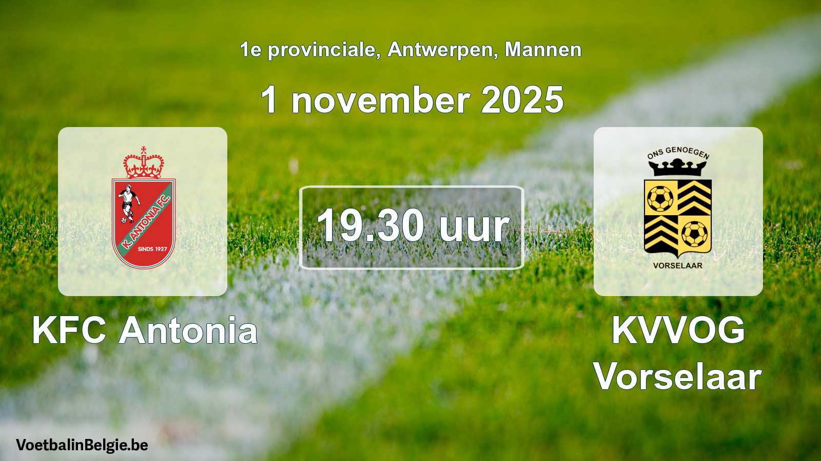 Scheduled match men football: KFC Antonia - KVVOG Vorselaar (1 November 2025)