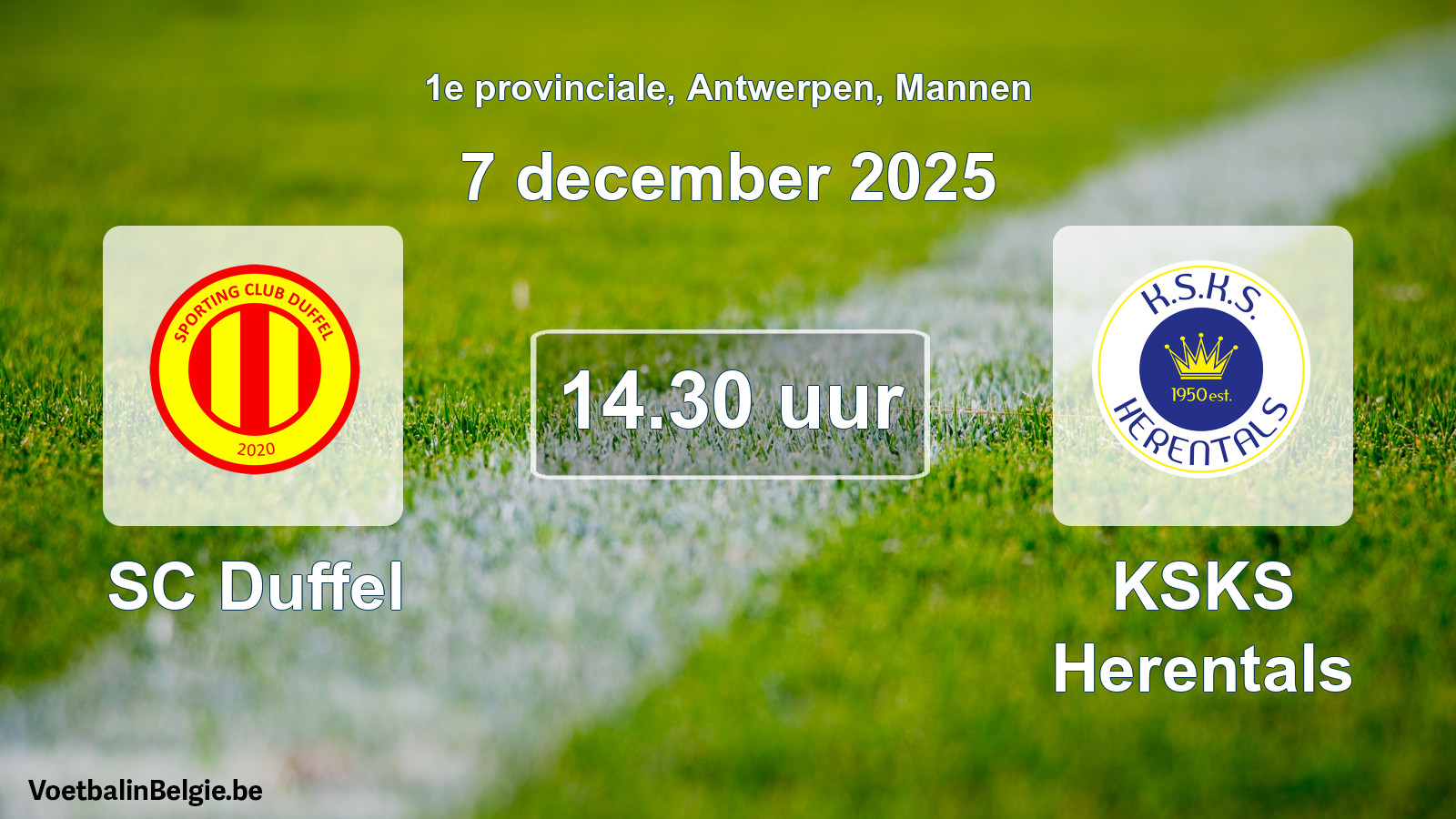 Scheduled match men football: SC Duffel - KSKS Herentals (7 December 2025)