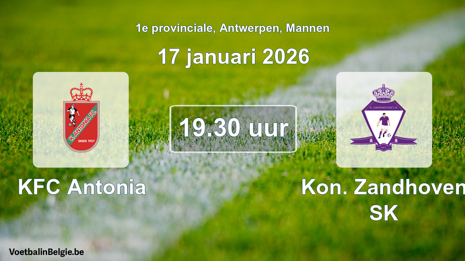 Scheduled match men football: KFC Antonia - Kon. Zandhoven SK (17 January 2026)