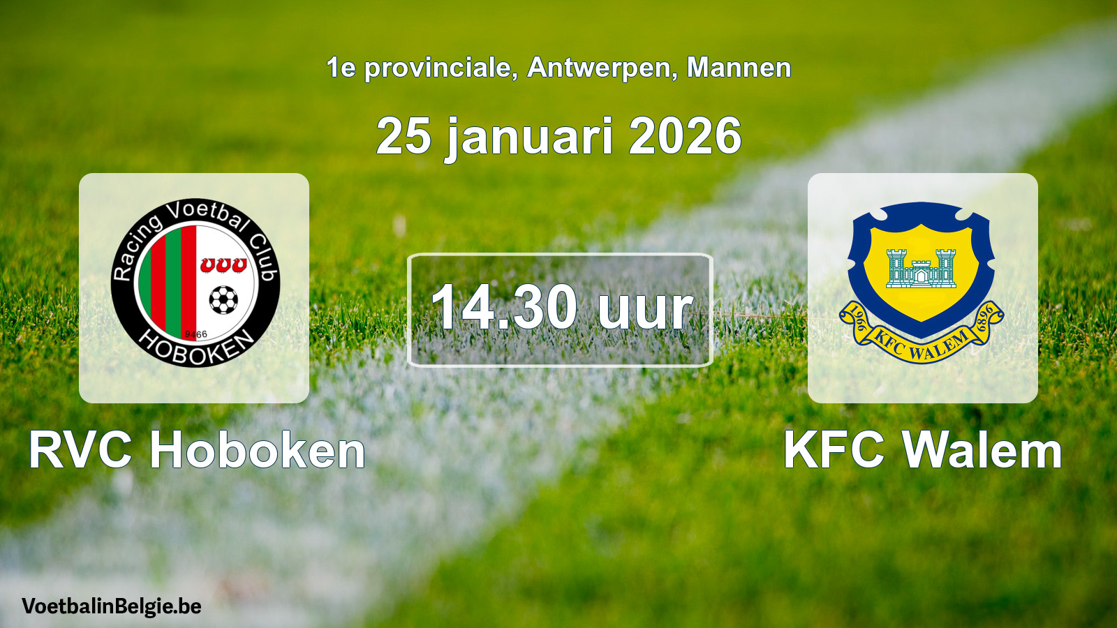 Scheduled match men football: RVC Hoboken - KFC Walem (25 January 2026)