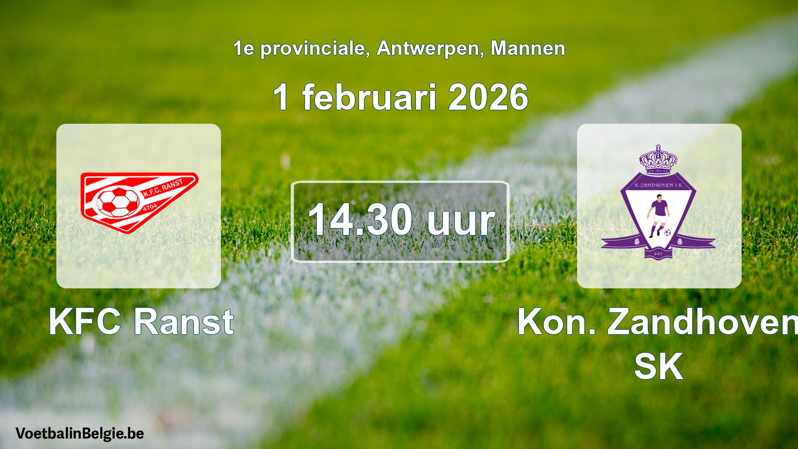 Scheduled match men football: KFC Ranst - Kon. Zandhoven SK (1 February 2026)