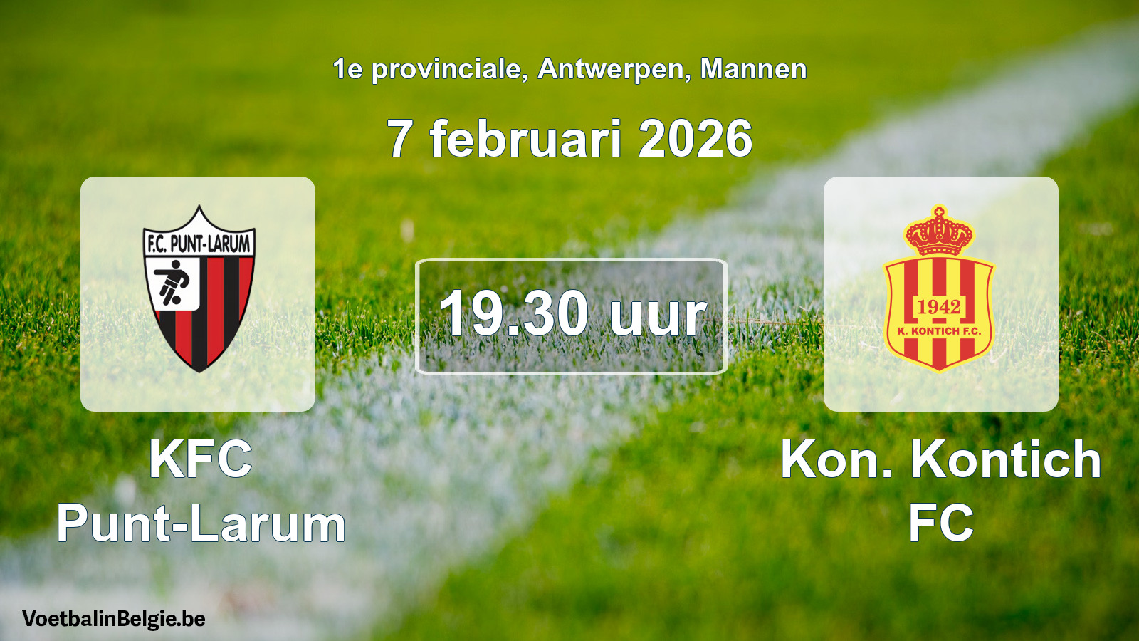 Scheduled match men football: KFC Punt-Larum - Kon. Kontich FC (7 February 2026)
