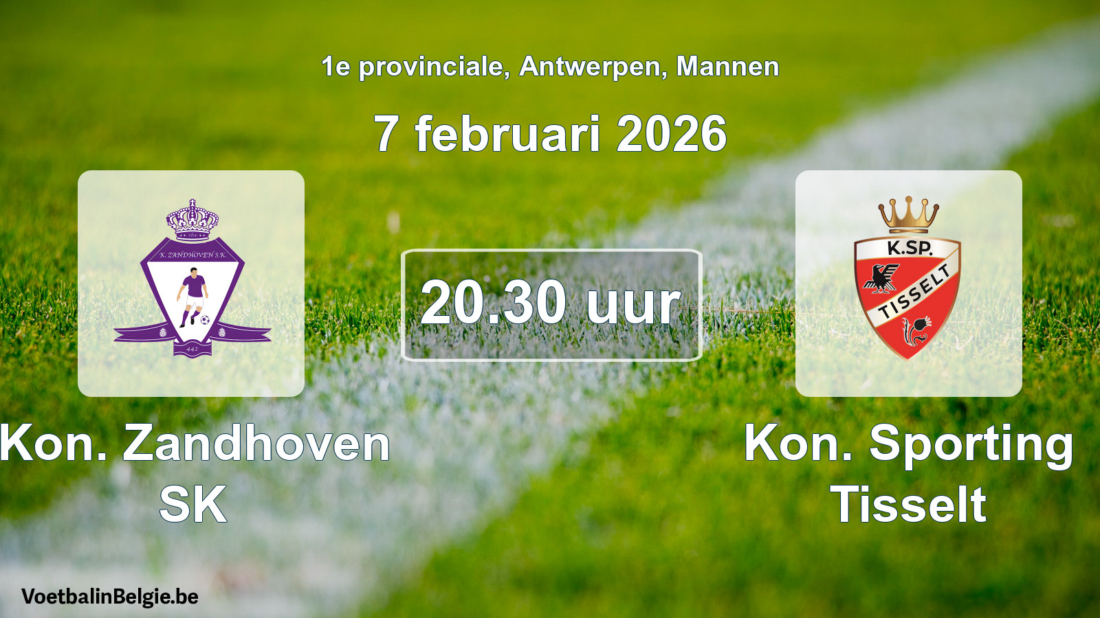 Scheduled match men football: Kon. Zandhoven SK - Kon. Sporting Tisselt (7 February 2026)