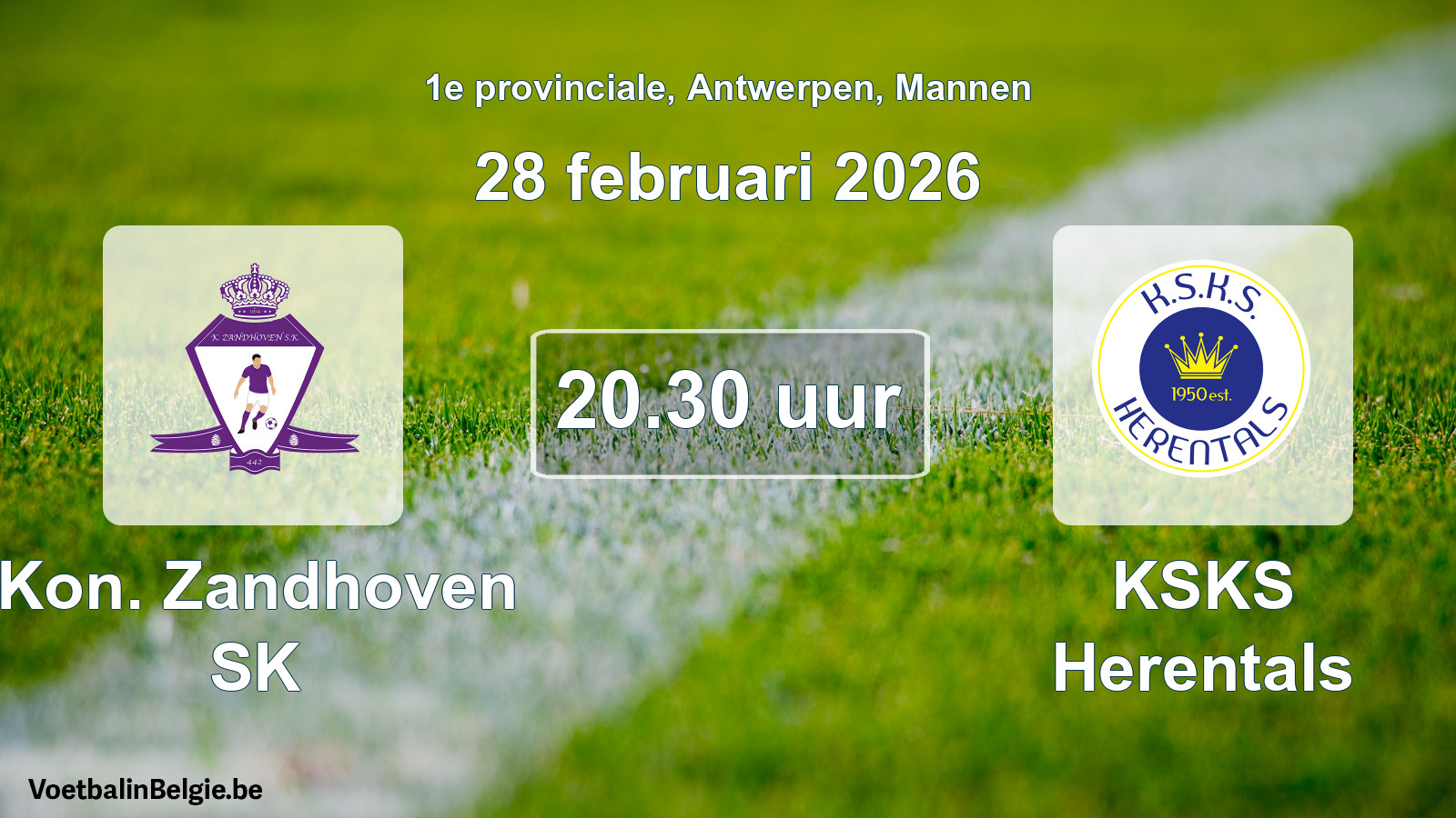 Scheduled match men football: Kon. Zandhoven SK - KSKS Herentals (28 February 2026)
