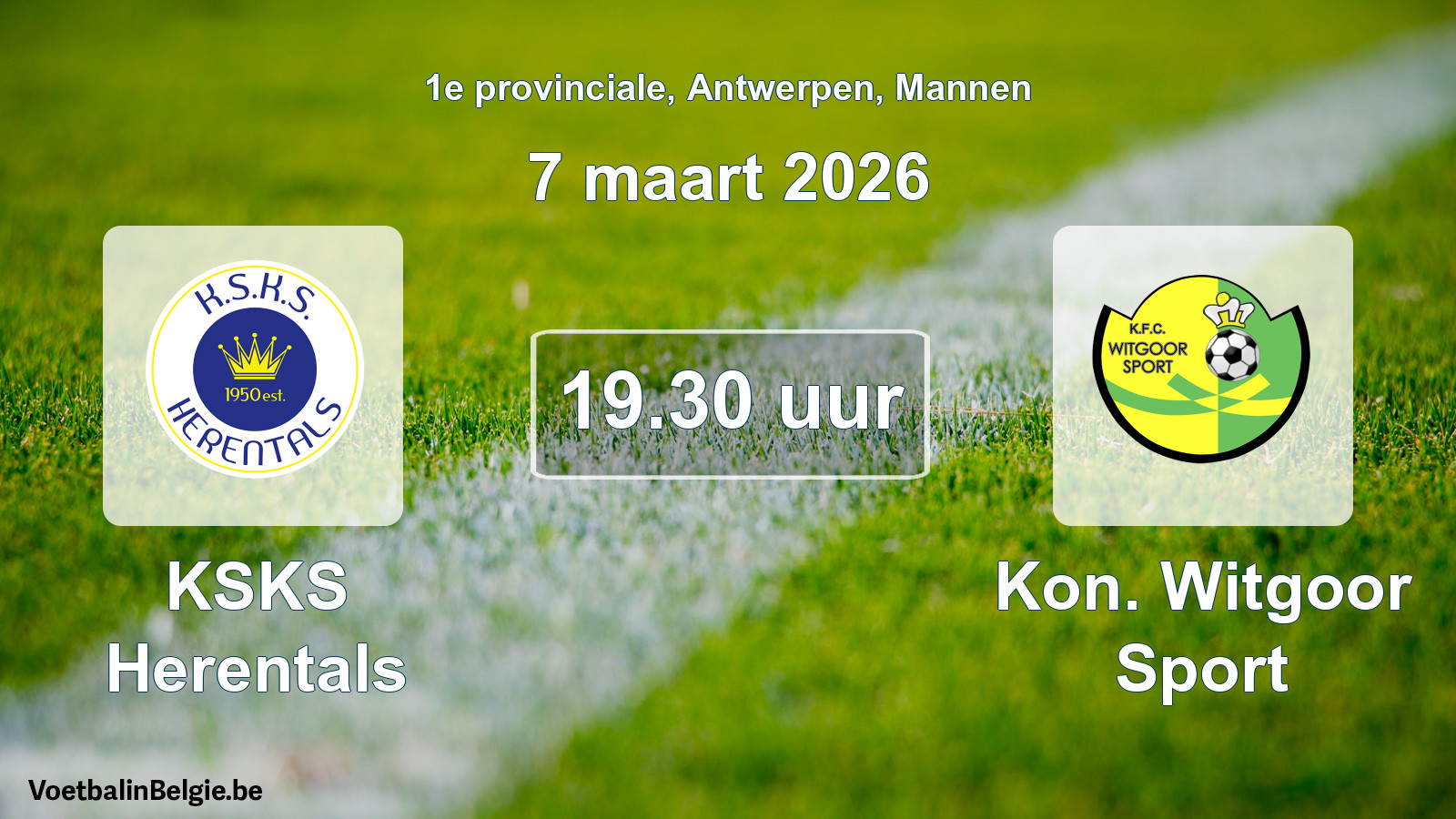 Scheduled match men football: KSKS Herentals - Kon. Witgoor Sport (7 March 2026)