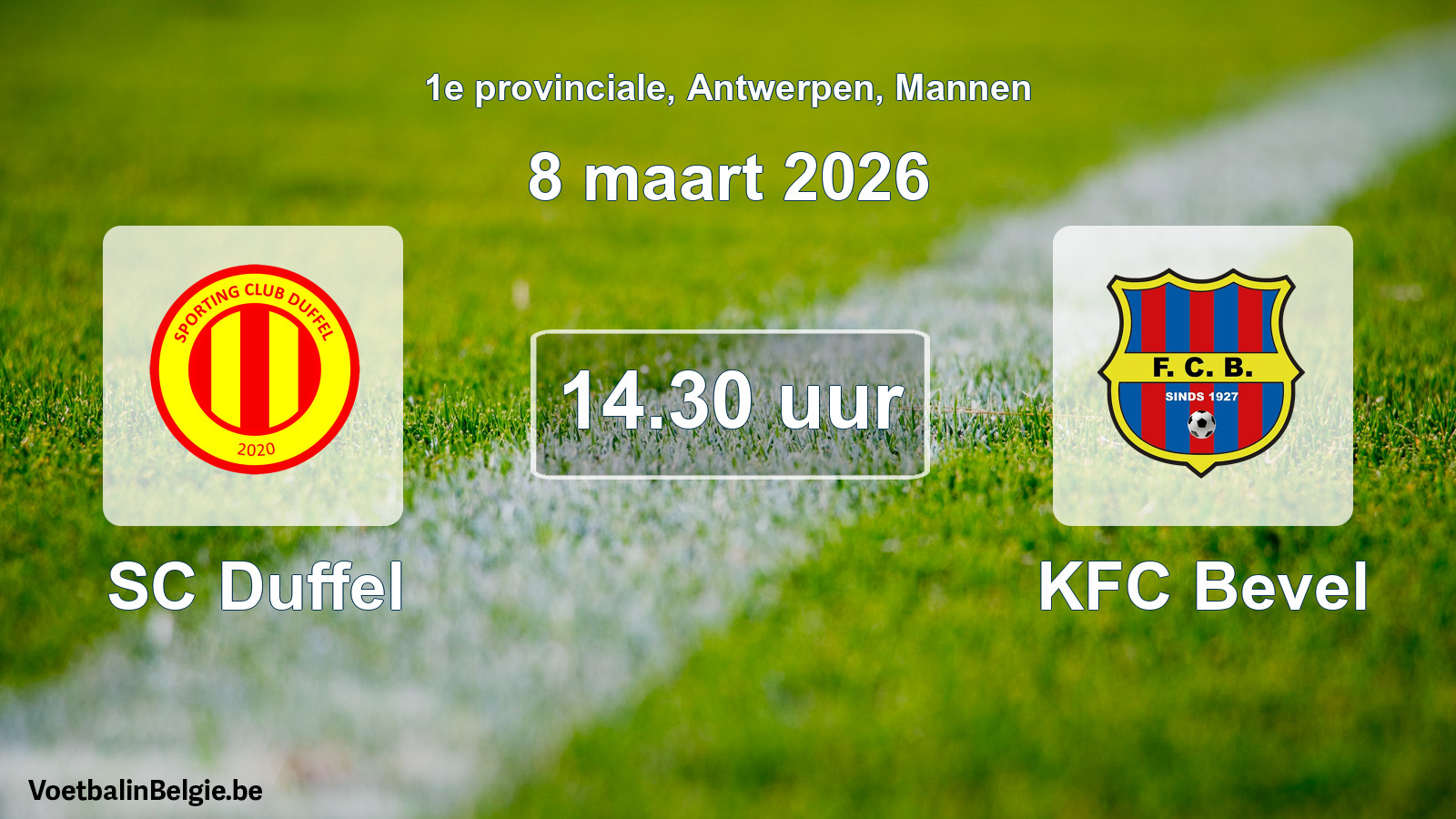 Scheduled match men football: SC Duffel - KFC Bevel (8 March 2026)