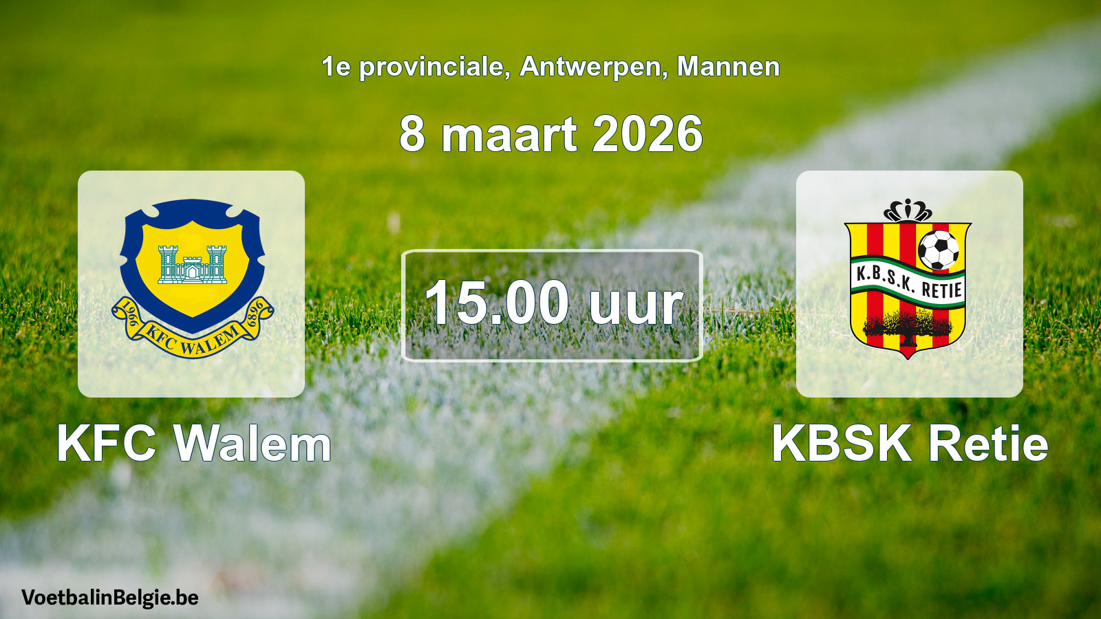 Scheduled match men football: KFC Walem - KBSK Retie (8 March 2026)