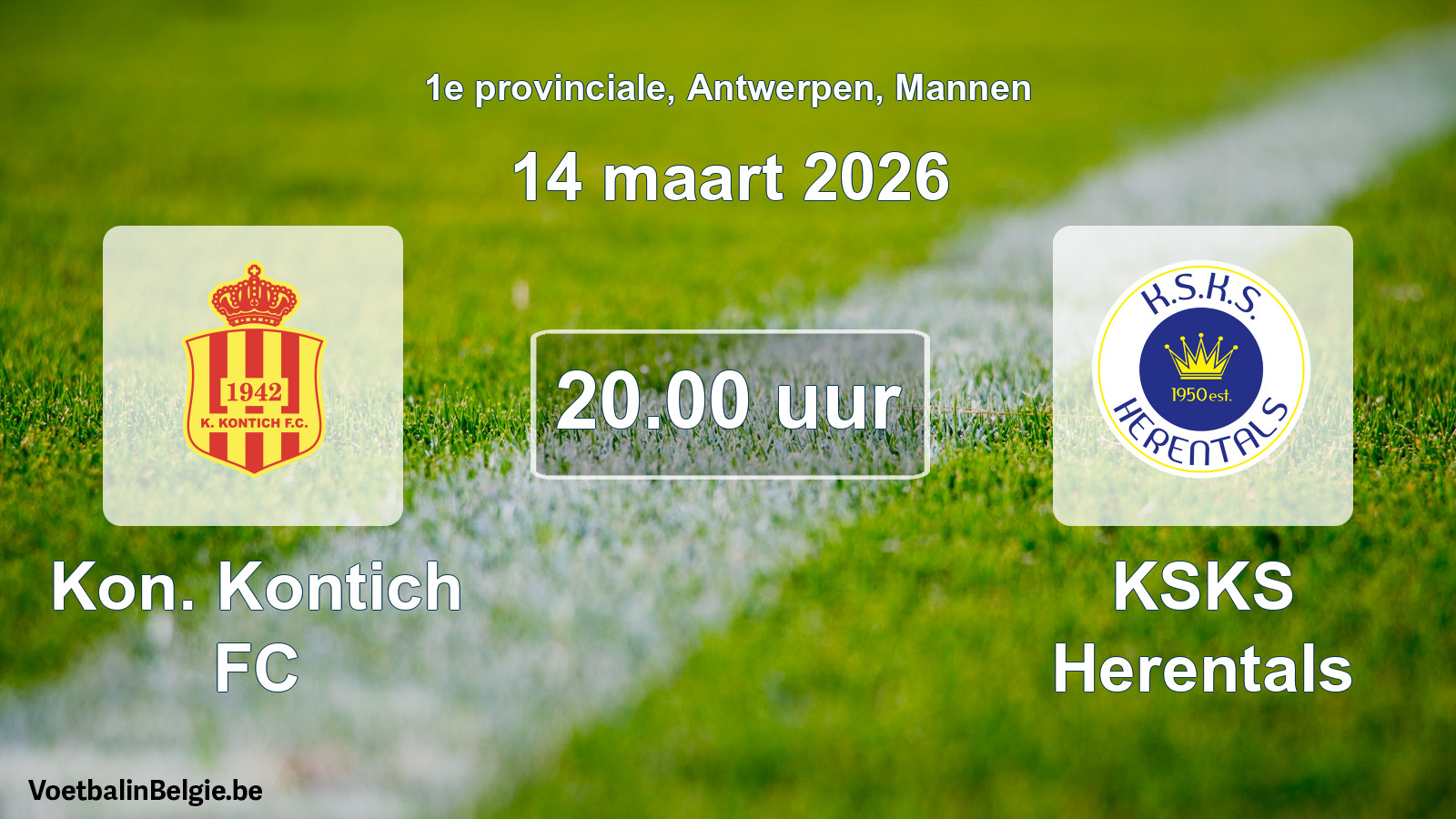 Scheduled match men football: Kon. Kontich FC - KSKS Herentals (14 March 2026)