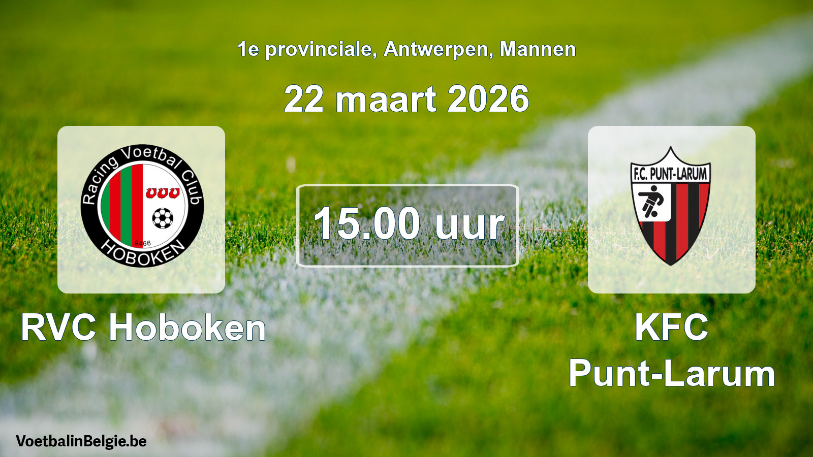 Scheduled match men football: RVC Hoboken - KFC Punt-Larum (22 March 2026)