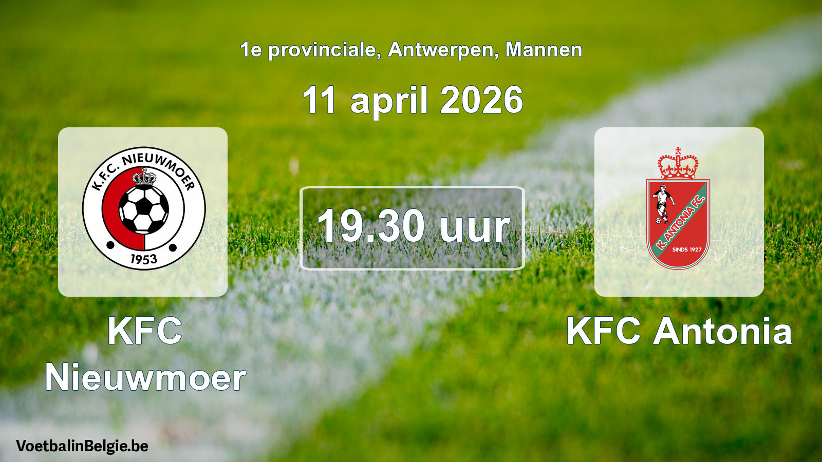 Scheduled match men football: KFC Nieuwmoer - KFC Antonia (11 April 2026)