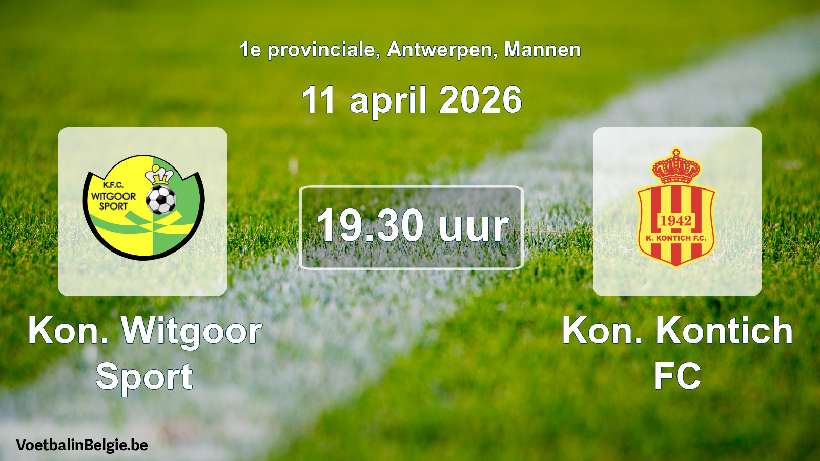 Scheduled match men football: Kon. Witgoor Sport - Kon. Kontich FC (11 April 2026)