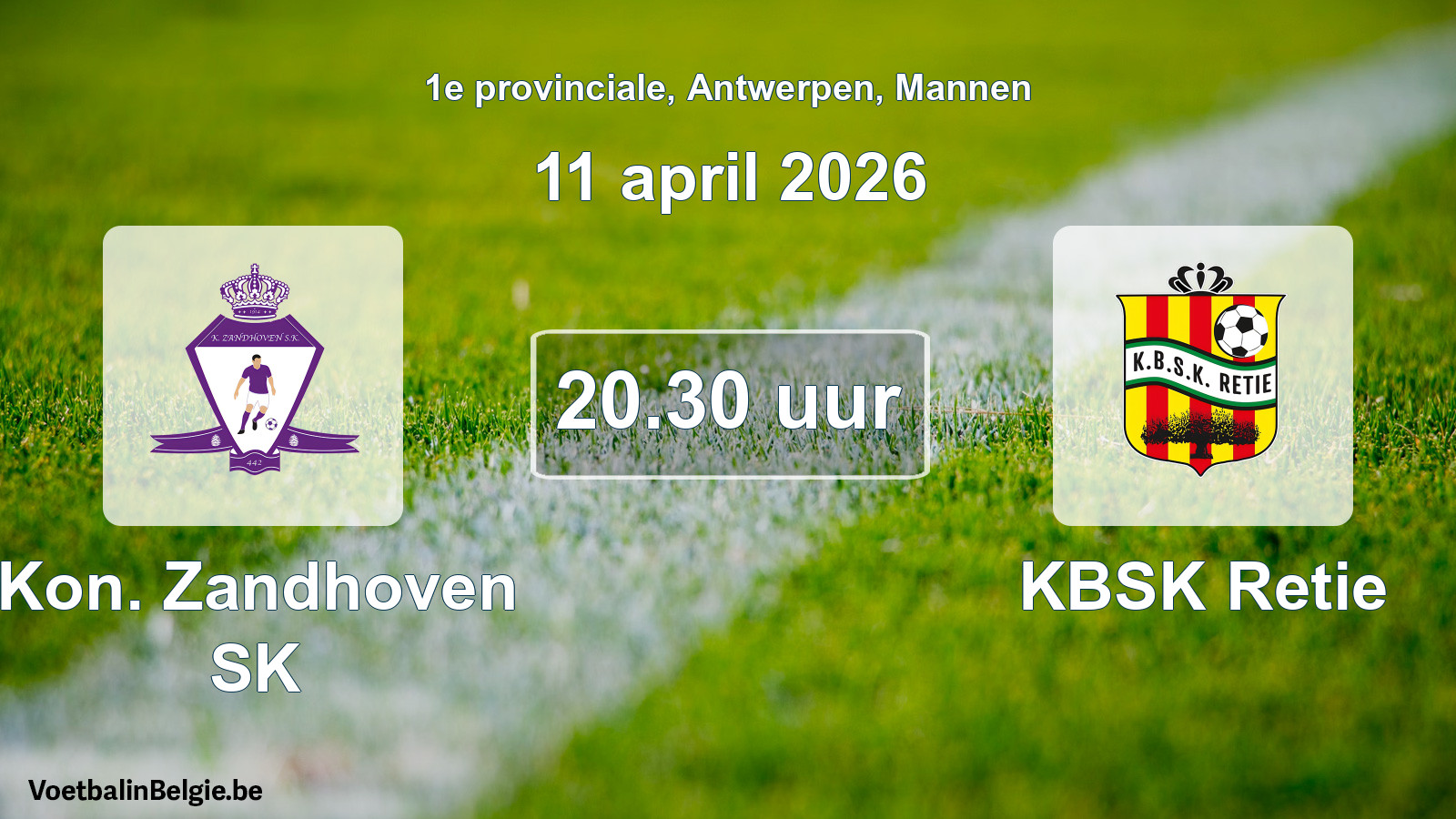 Scheduled match men football: Kon. Zandhoven SK - KBSK Retie (11 April 2026)