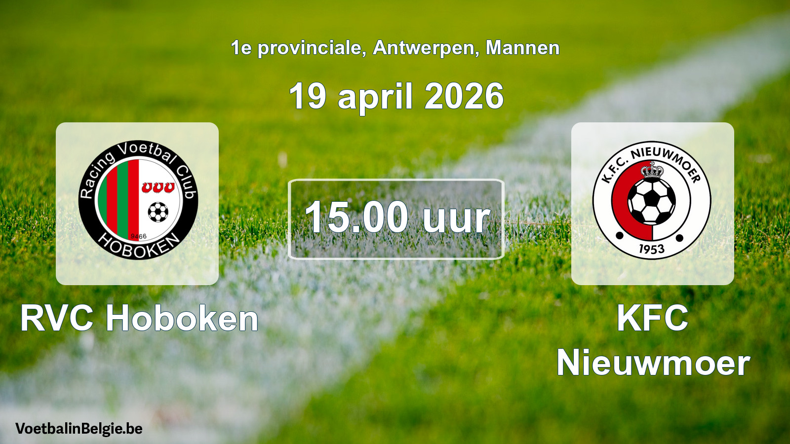 Scheduled match men football: RVC Hoboken - KFC Nieuwmoer (19 April 2026)