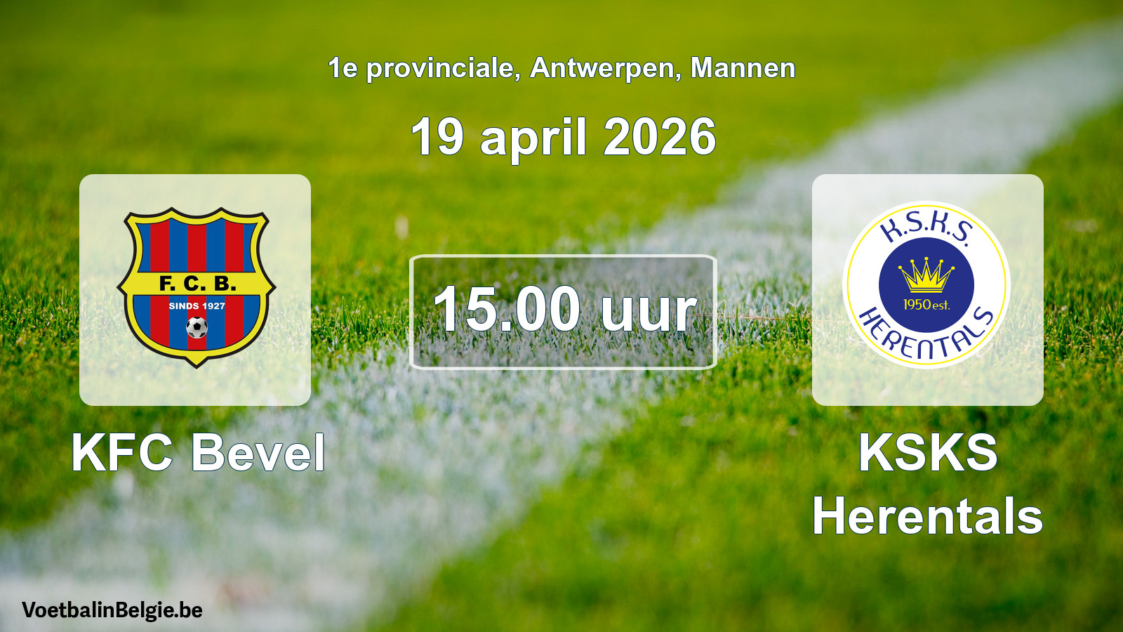 Scheduled match men football: KFC Bevel - KSKS Herentals (19 April 2026)