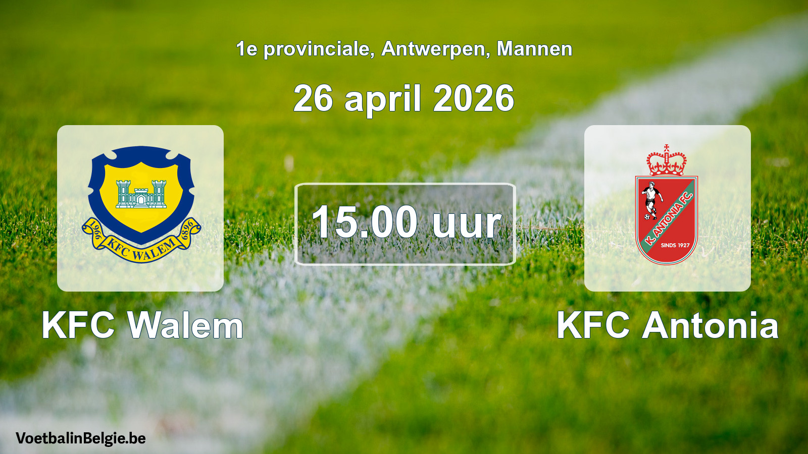 Scheduled match men football: KFC Walem - KFC Antonia (26 April 2026)