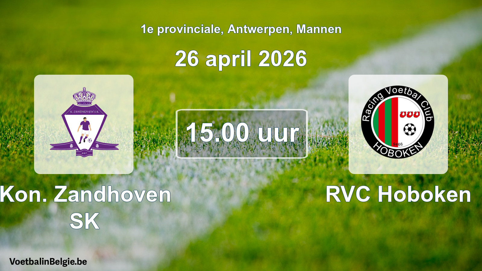 Scheduled match men football: Kon. Zandhoven SK - RVC Hoboken (26 April 2026)